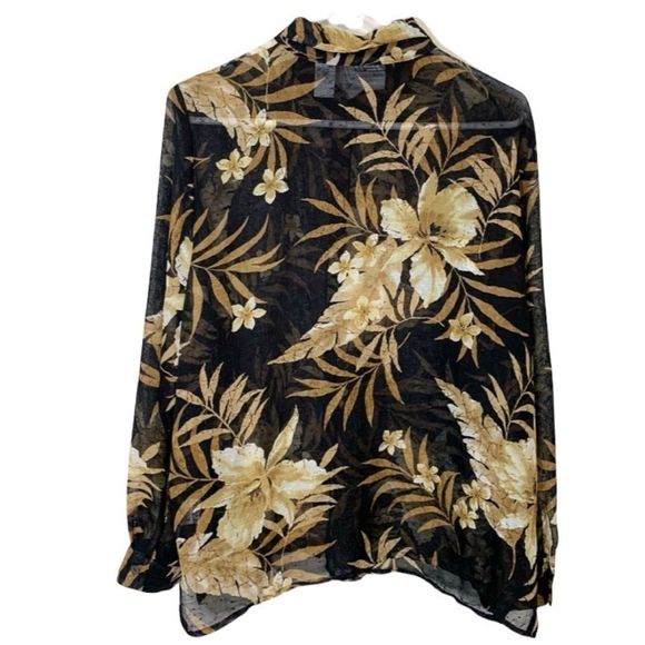 Alfred Dunner Top Blouse Button Down dressy Sheer Collar Size 16P Petite - Picture 8 of 8